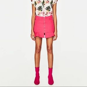Zara Pink Zip Front Mini Skirt